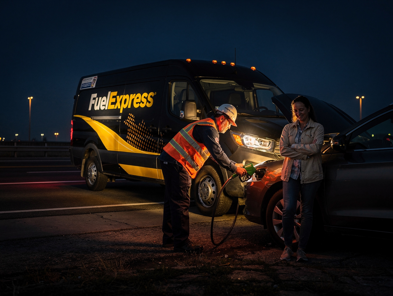 Emergency fuel container being prepared for delivery